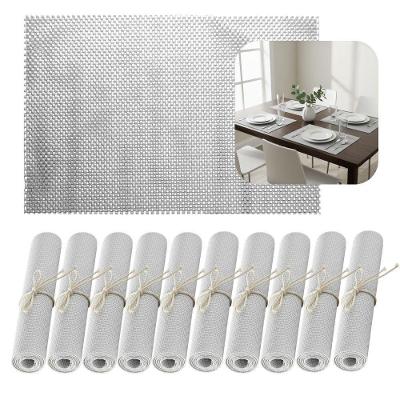 Kit Jogo Americano 10 Lugares Pvc Antiderrapante para Mesa Cinza Lyor