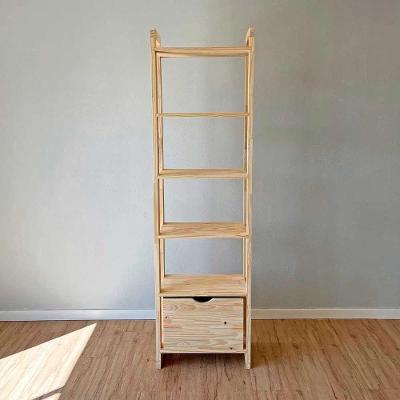 Estante Linea Slim com Gaveta 6 Prateleiras Pinus 53cm Marrom Artfactory Design