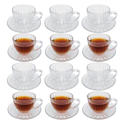 Jogo de Xícaras de Chá com Pires Victoria Vidro 200ml para Café Transparente Hauskraft