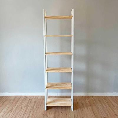 Estante Linea Slim 6 Prateleiras Madeira Pinus 53cm Natural e Branco Artfactory Design