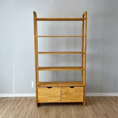 Estante Linea Ample com 2 Gavetas 6 Prateleiras Madeira Pinus Marrom Artfactory Design