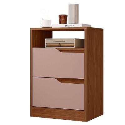 Mesa de Cabeceira Sara Flex 2 Gavetas MDP Nogueira-capuccino Albatroz Móveis