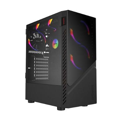 Gabinete Gamer Set Black Vulcan Mid-tower Atx em Aço com Lateral em Vidro Preto Pcyes