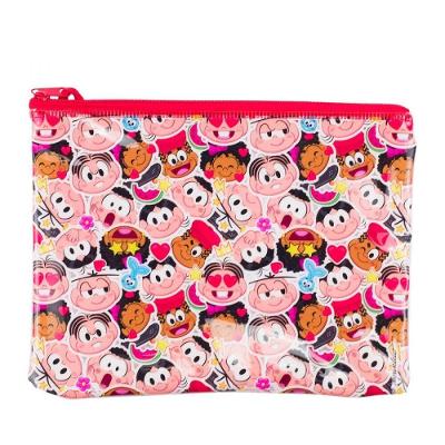 Estojo Nécessaire Infantil Taimes Turma da Mônica Rosto Média 17x21cm em PVC Transparente