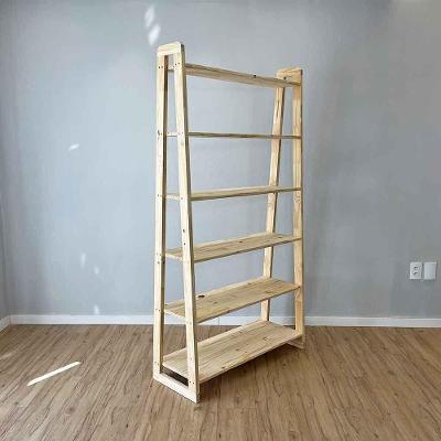 Estante Linea Ample a 6 Prateleiras de Madeira Pinus 100cm Marrom Artfactory Design