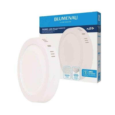 Painel LED Sobrepor Redondo Play 12W Bivolt 6500K Branco Blumenau Iluminação