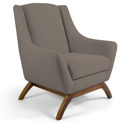 Poltrona Decorativa Naomi Veludo para Sala de Estar Bege G15 Gran Belo