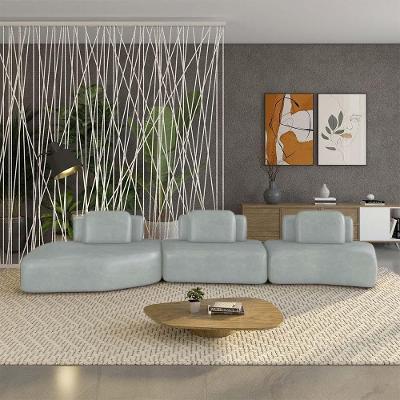 Sofá Modular Dakota Ilha 3 Módulos 484cm Cinza Pu para Sala de Estar Gran Belo