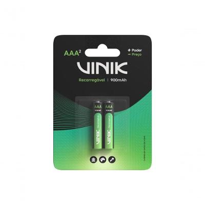Pilha Recarregável Aaa 900mAh 1,2V Kit com 2 Peças VP3AB2R Vinik