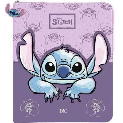 Fichário Universitário Argolado com Zíper DAC Stitch 4 Argolas com 48 Folhas e 10 Divisórias Azul