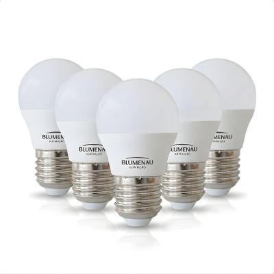 Kit 5 Lâmpadas LED Bolinha G45 4,8W 6500K E27 Bivolt Branco Frio Blumenau Iluminação