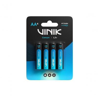 Pilha Comum AA 1,5V VP2AB4C Blister com 4 Unidades para Dispositivos Eletrônicos Vinik