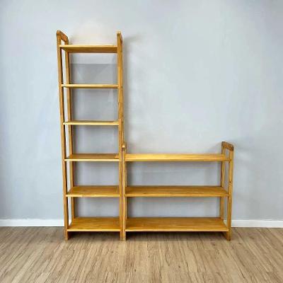 Kit Estante e Aparador Linea Nozes 9 Prateleiras Madeira Pinus 53cm Marrom Artfactory Design