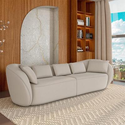 Sofá Diamond G52 3 Lugares 212cm Bege em Veludo para Sala de Estar Gran Belo