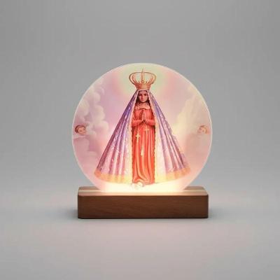 Luminária de Mesa Nossa Senhora Aparecida Vidro 12cm Led Usb Transparente Dantas