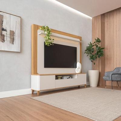 Home para TV Max G77 Até 70 Polegadas 200cm MDF-MDP com LED Tauari-Off White Gran Belo