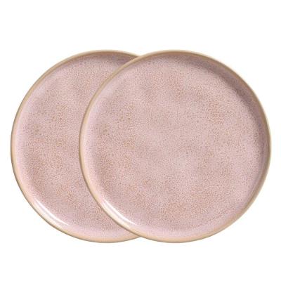 Jogo 2 Prato Raso Bio Litchi 27,5cm Cerâmica Liso para Servir Rosa Porto Brasil