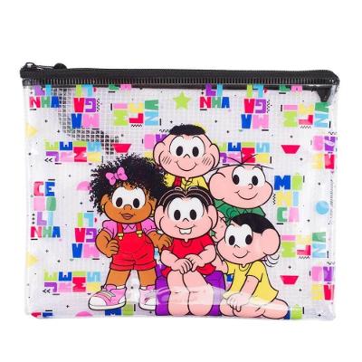 Estojo Nécessaire Infantil Taimes Turma da Mônica Média 17x21cm em PVC Transparente