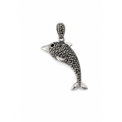 Pingente Golfinho com Marcassitas Atraktiva Jóias Prata 925 3,8cm