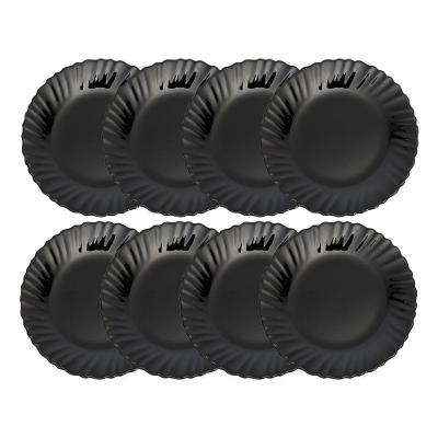 Jogo 8 Prato Raso Feston de Vidro Opalino Liso Preto 26cm em Casa Tem