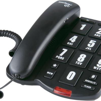 Telefone com Fio Intelbras Tok Fácil 4000034 Teclas Grandes com Memória de Discagem Rápida Preto