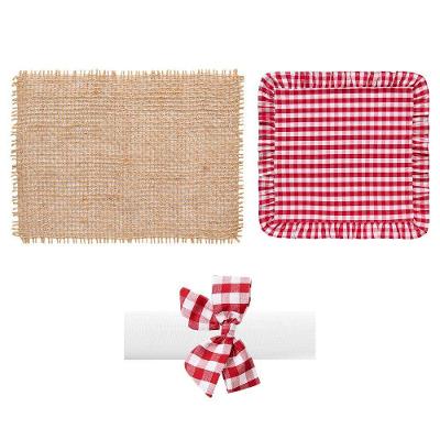 Kit de Mesa Posta 4 Lugares São João Xadrez para Jantar Completo Copa & Cia