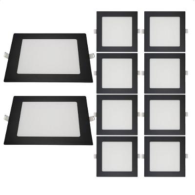 Kit 10 Painéis de LED Quadrado Embutir 18W 4100K Neutro Suave Preto Blumenau Iluminação