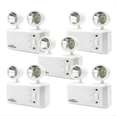 Kit 5 Luminárias de Emergência Bloco Autônomo 2 Faróis 3W Branco Bivolt Blumenau Iluminação