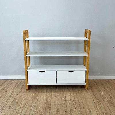 Aparador Linea Ample 4 Prateleiras 2 Gavetas Madeira Pinus Branco e Nozes Artfactory Design
