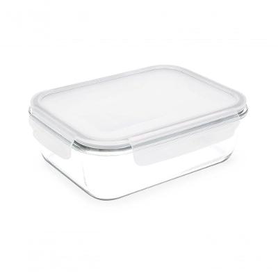 Pote Hermético Retangular de Vidro Lock&stock 1L para Cozinha com Tampa Vedada Brinox