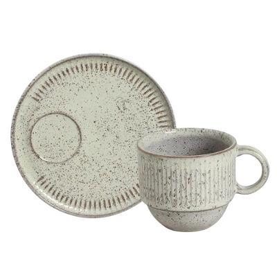 Xícara de Chá com Pires 230ml Cerâmica Stoneware Pistache Porto Brasil