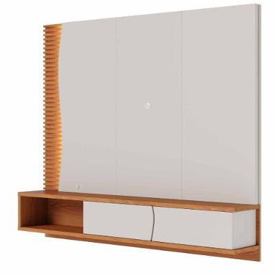 Conjunto Home Suspenso e Bancada Norn para Tv 65 Polegadas MDF MDP Off White Freijo Casah
