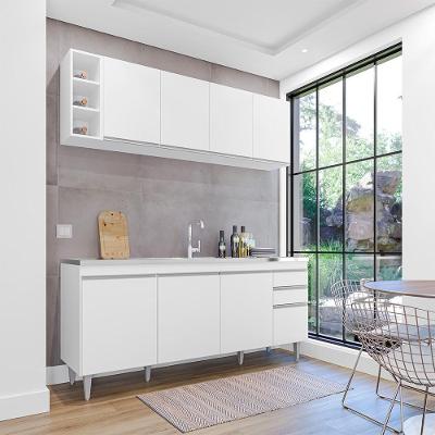 Conjunto Balcão de Cozinha para Pia Apex 8 Portas 2 Gavetas Mdf Mdp Branco Gran Belo