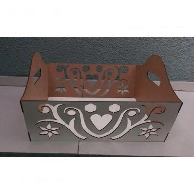 Cesto De Mesa Com Detalhes Vazados Em Mdf