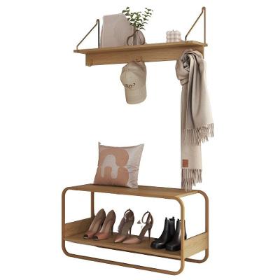 Sapateira Banco Luna 90cm com Prateleira Oslo Hanover Dourado em MDP Artesano Móveis