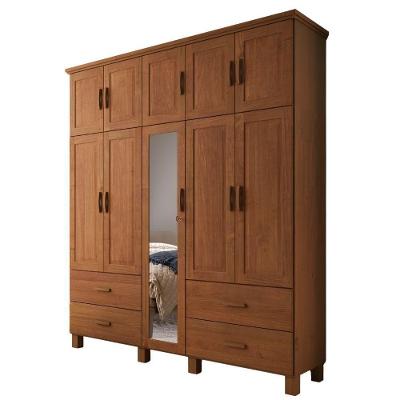 Guarda Roupa Casal 1145C 10 Portas Giratórias em Madeira Maciça Taeda Castanho Milani Movelaria