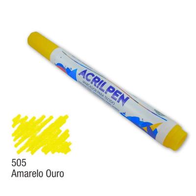 Caneta Marcador Para Tecido Acrilpen Amarelo Ouro