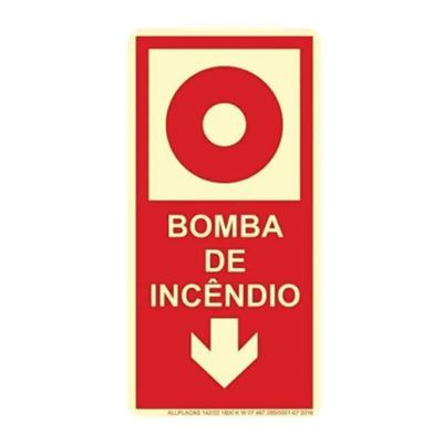 Placa E3 Bomba De Incêndio 10cm X 20cm