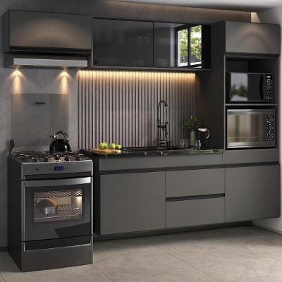 Cozinha Modulada Suspensa Milano MP2405 7 Portas 1 Gaveta 251,5cm Cinza Grafite Multimóveis