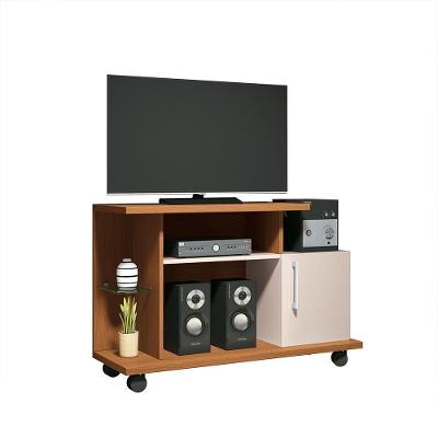 Rack para Tv G26 26 Pol 100cm Mdf Mdp com Rodízios Cinamomo-off White Gran Belo