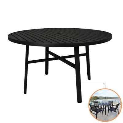 Mesa de Jardim Verona Premium Redonda 1,30m Alumínio com Furo para Ombrelone Preto Nossa Kasa