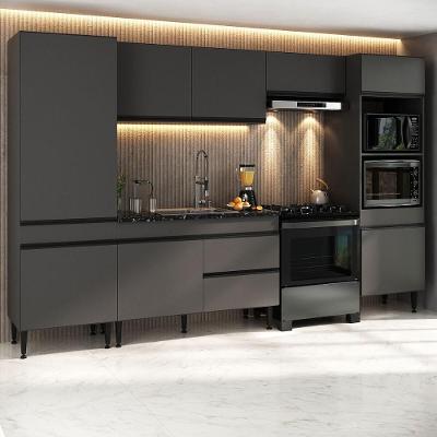 Armário de Cozinha Completa Milano MP2396 9 Portas MDF MDP 313cm Cinza Grafite Multimóveis