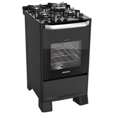 Fogão de Piso 4 Bocas a Gás Suggar Best Grill Mesa de Vidro Temperado Preto 220V