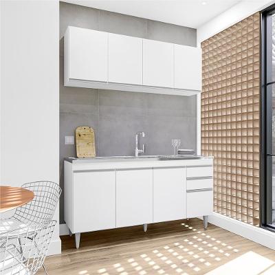 Conjunto Balcão de Cozinha e Aéreo Marcos G96 2 Gavetas Mdf-mdp Branco Gran Belo
