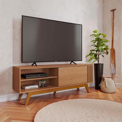 Rack Bancada para Tv Nuro G73 60 Polegadas 160cm Mdf Mdp Porta Deslizante Freijó Gran Belo