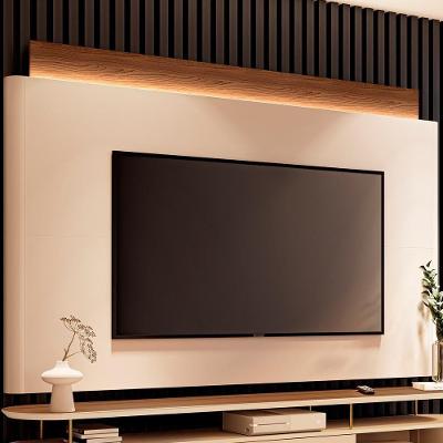 Painel para Tv Nobre G26 Até 85 Polegadas MDF com LED Off White-castanho Gran Belo