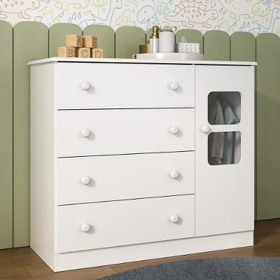Cômoda Infantil Brisa MP4428 4 Gavetas em MDF MDP com Puxadores Plásticos Branco Multimóveis