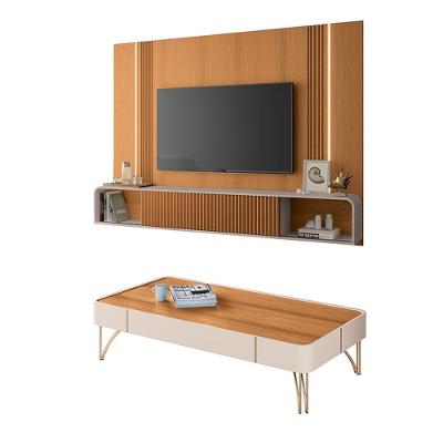 Conjunto Home Suspenso e Mesa de Centro Rennes Mdf Mdp Cinamomo Off White Gran Belo