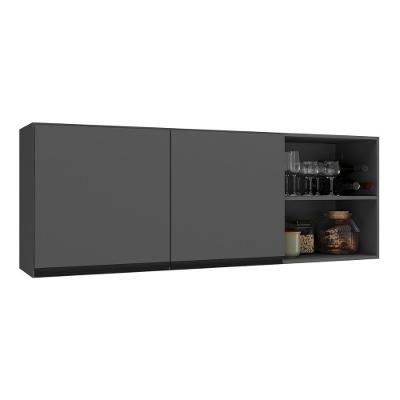 Armário Aéreo de Cozinha MP2388 Milano 150cm 2 Portas MDF Cinza Grafite Multimóveis