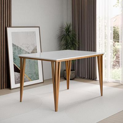 Mesa De Jantar Com Vidro 4 Lugares Multimóveis Cr50250 Imbuia-off White